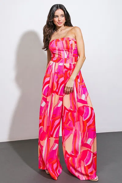 Truedames Somebody Loves Woven Jumpsuit In Red