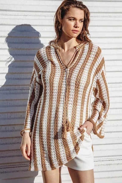 Truedames Something To Say Knit Top In Brown