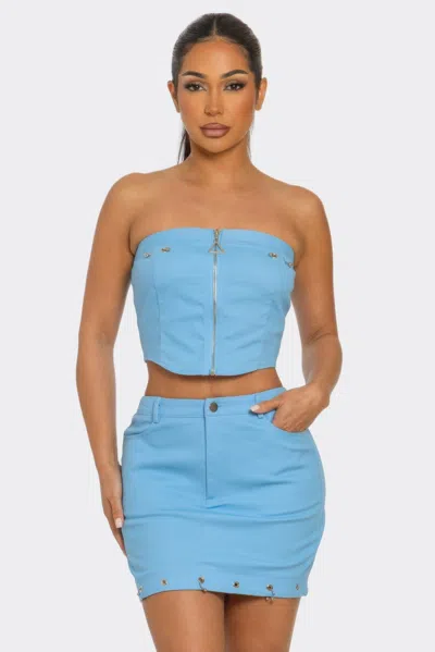 Truedames Space Girl Skirt Set In Blue