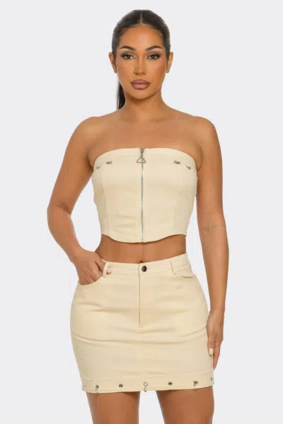 Truedames Space Girl Skirt Set In Gold