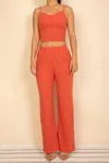 Truedames Spaghetti Strap Bralette Top & Wide Leg Pants Set In Multi