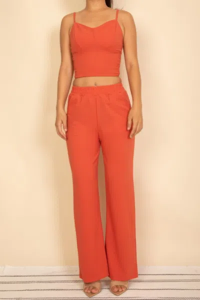 Truedames Spaghetti Strap Bralette Top & Wide Leg Pants Set In Multi