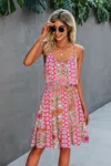 Truedames Spaghetti Strap Floral Ruffle Dress In Multi
