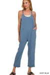 Truedames Spaghetti Strap Pocketed Jumpsuit In Blue
