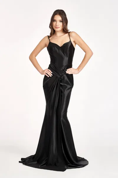 Truedames Spaghetti Strap Satin Mermaid Dress In Black