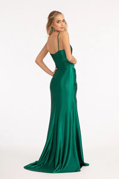 Truedames Spaghetti Strap Satin Mermaid Dress In Green
