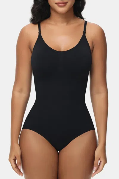 Truedames Spaghetti Strap Tummy Control Bodysuit In Black