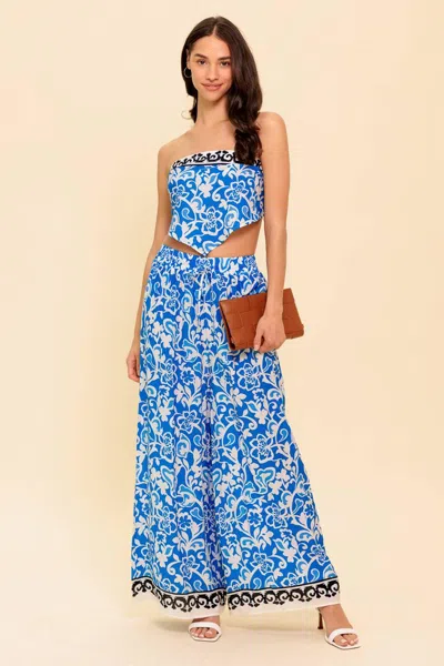 Truedames Sparking Inspiration Woven Top And Pant Set In Blue