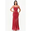 Truedames Sparking Jacquard Cowl Neck Long Dress In Red