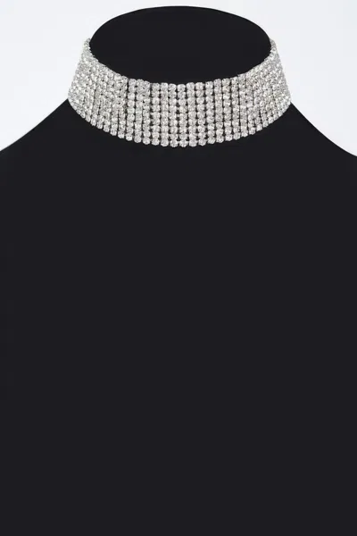 Truedames Sparkle Rhinestone Choker Necklace In Black