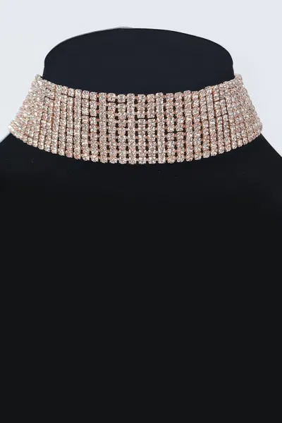 Truedames Sparkle Rhinestone Choker Necklace In Multi