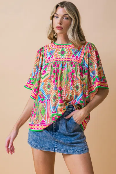Truedames Sparkly Energy Woven Top In Green