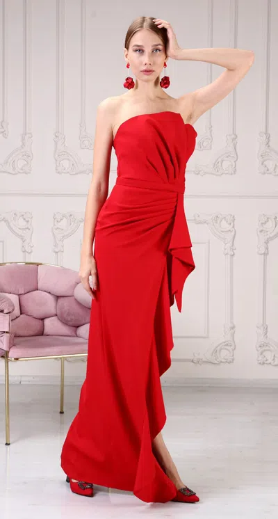 Truedames Special Occasion Classy Long Dress In Red