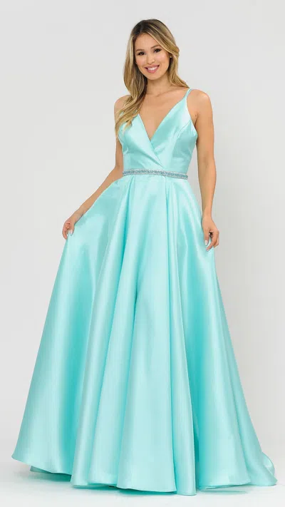 Truedames Special Occasion Simple Mikado Long Formal Gown In Green