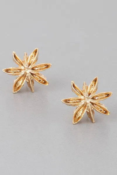 Truedames Spice Flower Stud Earrings In Gold