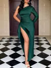 Truedames Split One Shoulder Maxi Dress In Green
