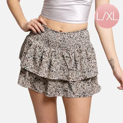 Truedames Spotted Ruffle Tiered Mini Skirt L/xl In Multi