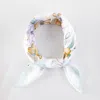 Truedames Spring Bouquet Floral Pattern Printed Square Silky Satin Bandana Scarf In Multi