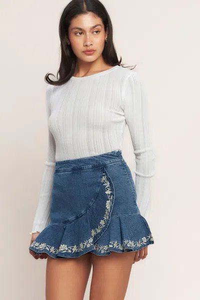 Truedames Spring Day Denim Skort In Blue