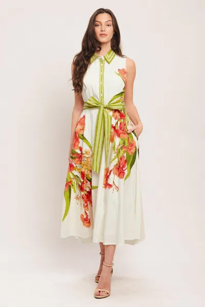 Truedames Spring Heirloom Woven Midi Dress In Green