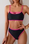 Truedames Square Neck Cut Out Two Pieces Bikini In Black