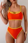Truedames Square Neck Cut Out Two Pieces Bikini In Orange