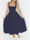Truedames Square Neck Sleeveless Midi Dress In Blue