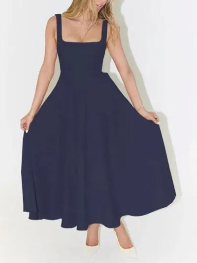 Truedames Square Neck Sleeveless Midi Dress In Blue