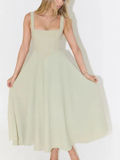 Truedames Square Neck Sleeveless Midi Dress In Green