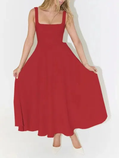 Truedames Square Neck Sleeveless Midi Dress In Red