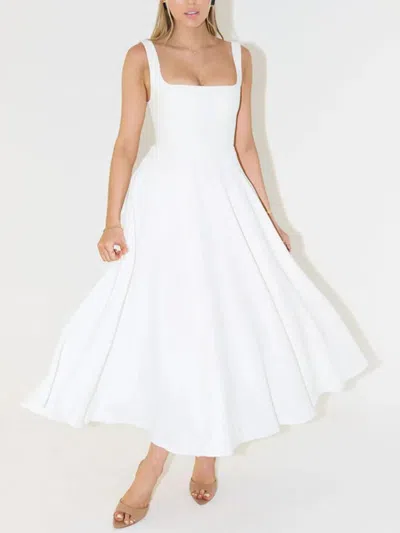 Truedames Square Neck Sleeveless Midi Dress In White