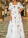 Truedames Square Neck Tiered Maxi Dress In Pattern