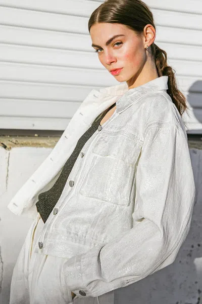 Truedames Staple Moment Denim Twill Jacket In White