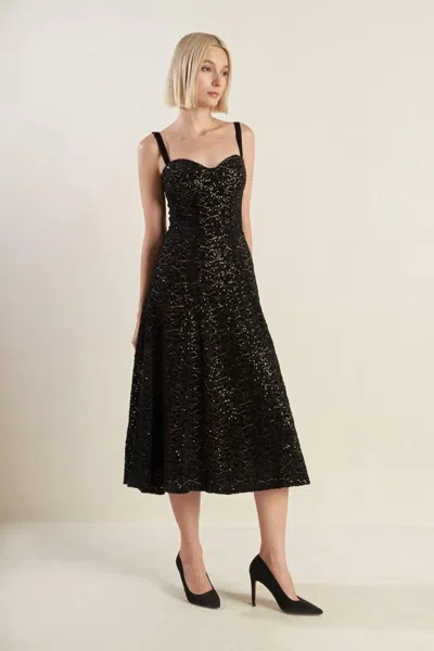 Truedames Staple Moment Woven Lace Midi Dress In Black