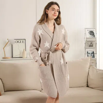 Truedames Star Robe With Pockets And Belt In Neutral
