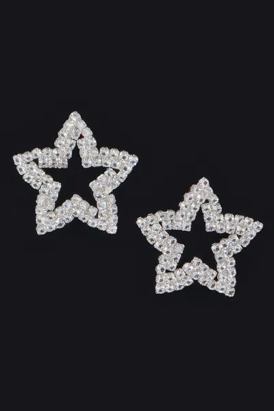 Truedames Star Shape Rhinestone Stud Earrings In Metallic