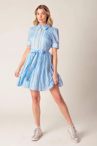 Truedames Starlit Skies Woven Mini Dress In Blue