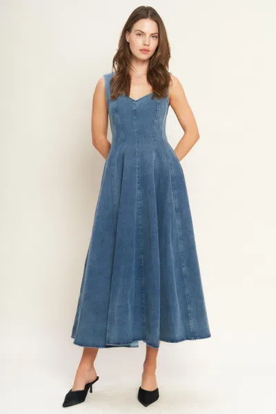 Truedames Stars Ahead Denim Midi Dress In Blue