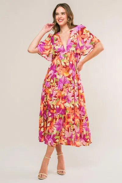 Truedames Start Looking Woven Midi Dress In Pink