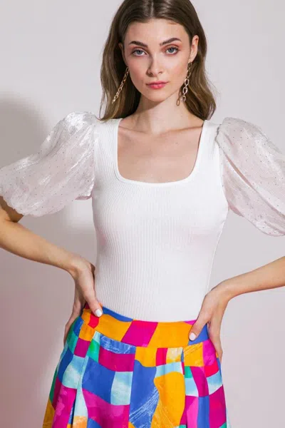 Truedames Starting Over Knit Bodysuit In White