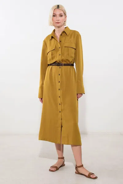 Truedames State Of Bliss Woven Midi Dress In Yellow