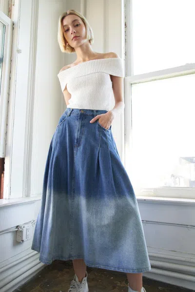 Truedames State Of Mind Denim Midi Skirt In Blue