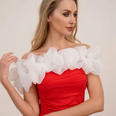 Truedames Statement Ruffle Off-shoulder Fashion Wrap In White