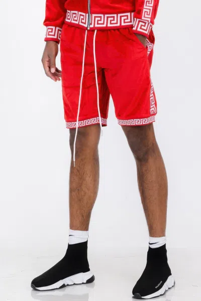 Truedames Status Print Velour Shorts Suede Shorts In Red