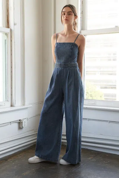 Truedames Stolen Glances Denim Jumpsuit In Blue