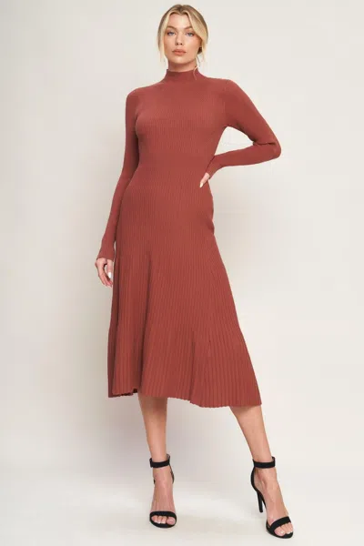 Truedames Stolen Kisses Sweater Midi Dress In Brown