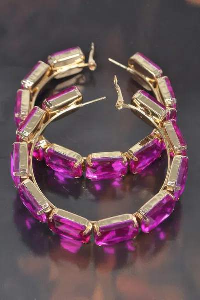 Truedames Stone Hoop Earring In Multi