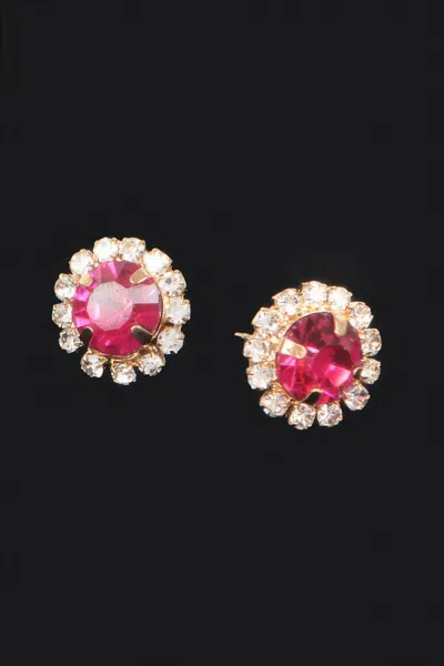Truedames Stone Stud Earring In Pink