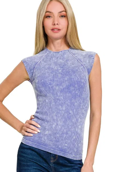 Truedames Stone Washed Ribbed Seamless Top In Orange