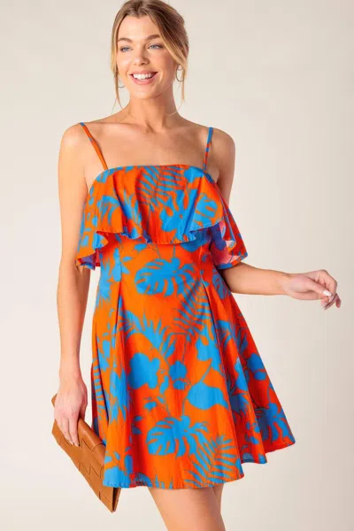 Truedames Stopping Time Orange Woven Mini Dress